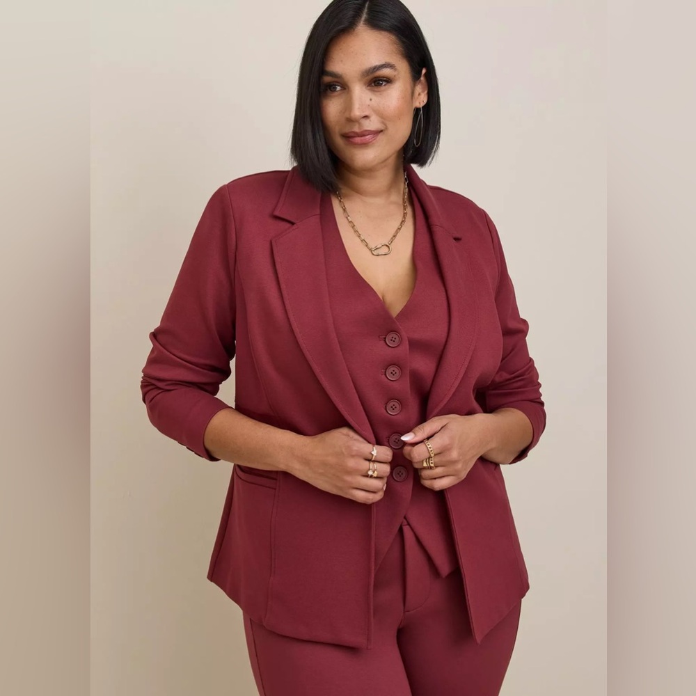 Torrid Chelsea Studio Luxe Ponte Blazer New Maroon Pink Plus Size 3X 22 24